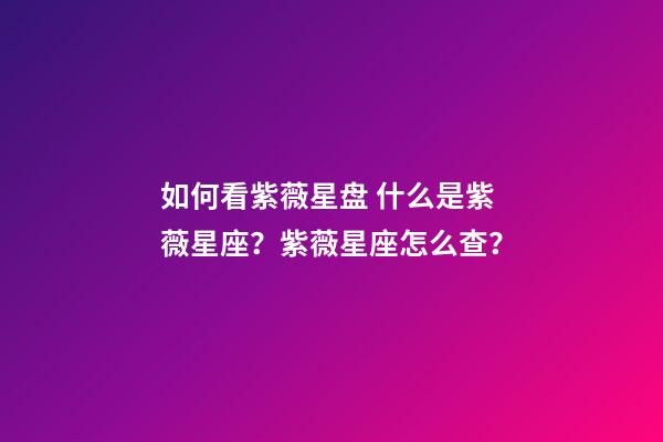 如何看紫薇星盘 什么是紫薇星座？紫薇星座怎么查？-第1张-观点-玄机派